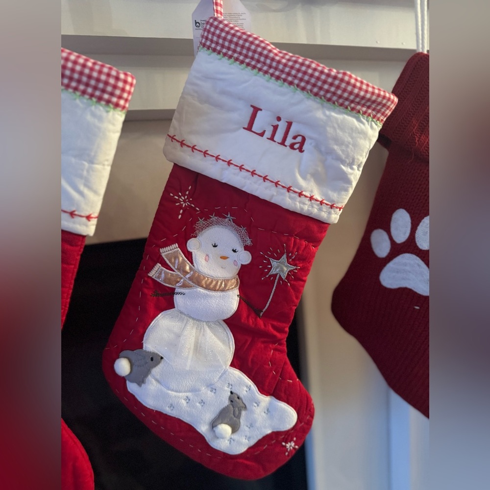 Lila Snow Girl Quilted Christmas Stocking